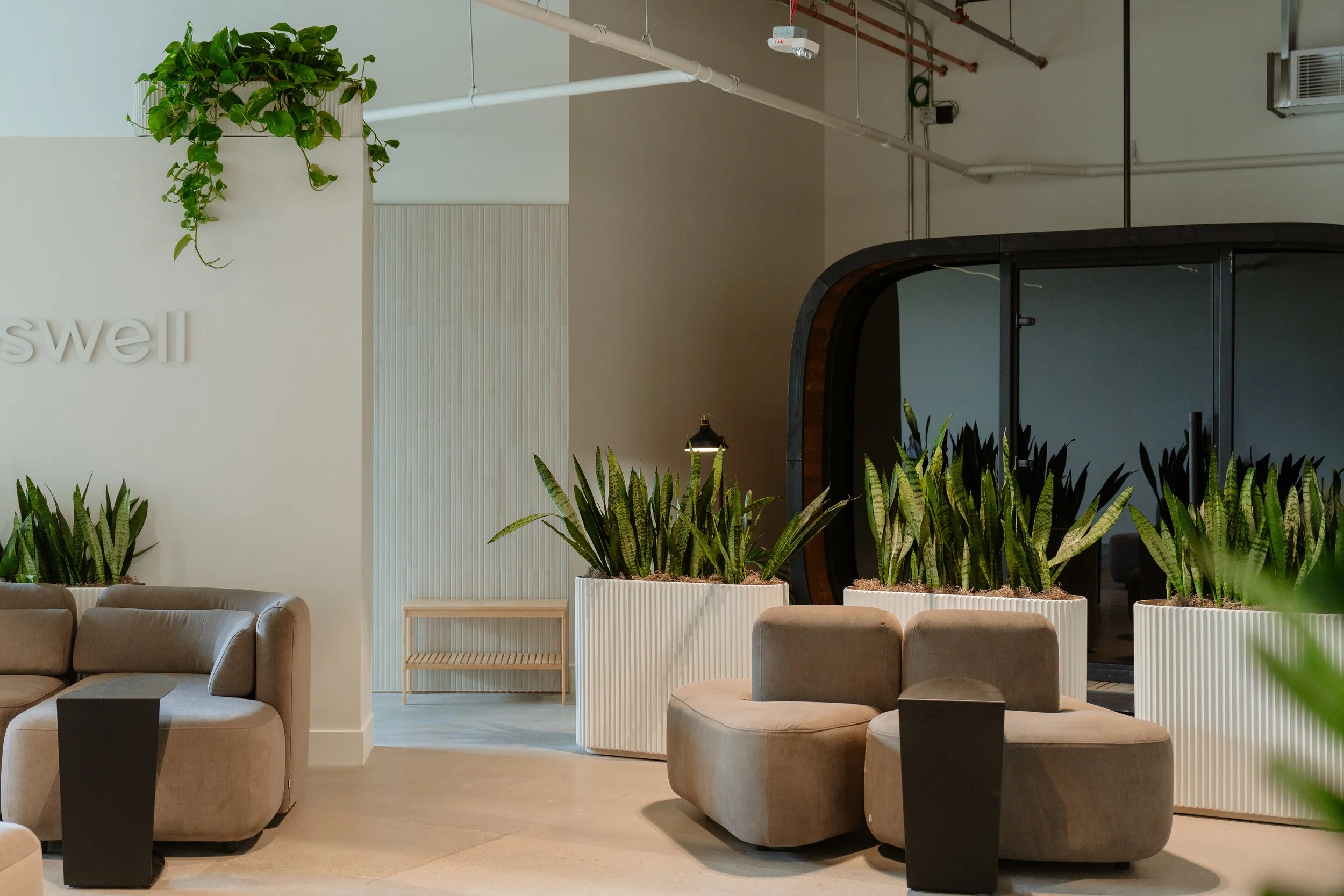 Upswell studio — branded lobby and lounge